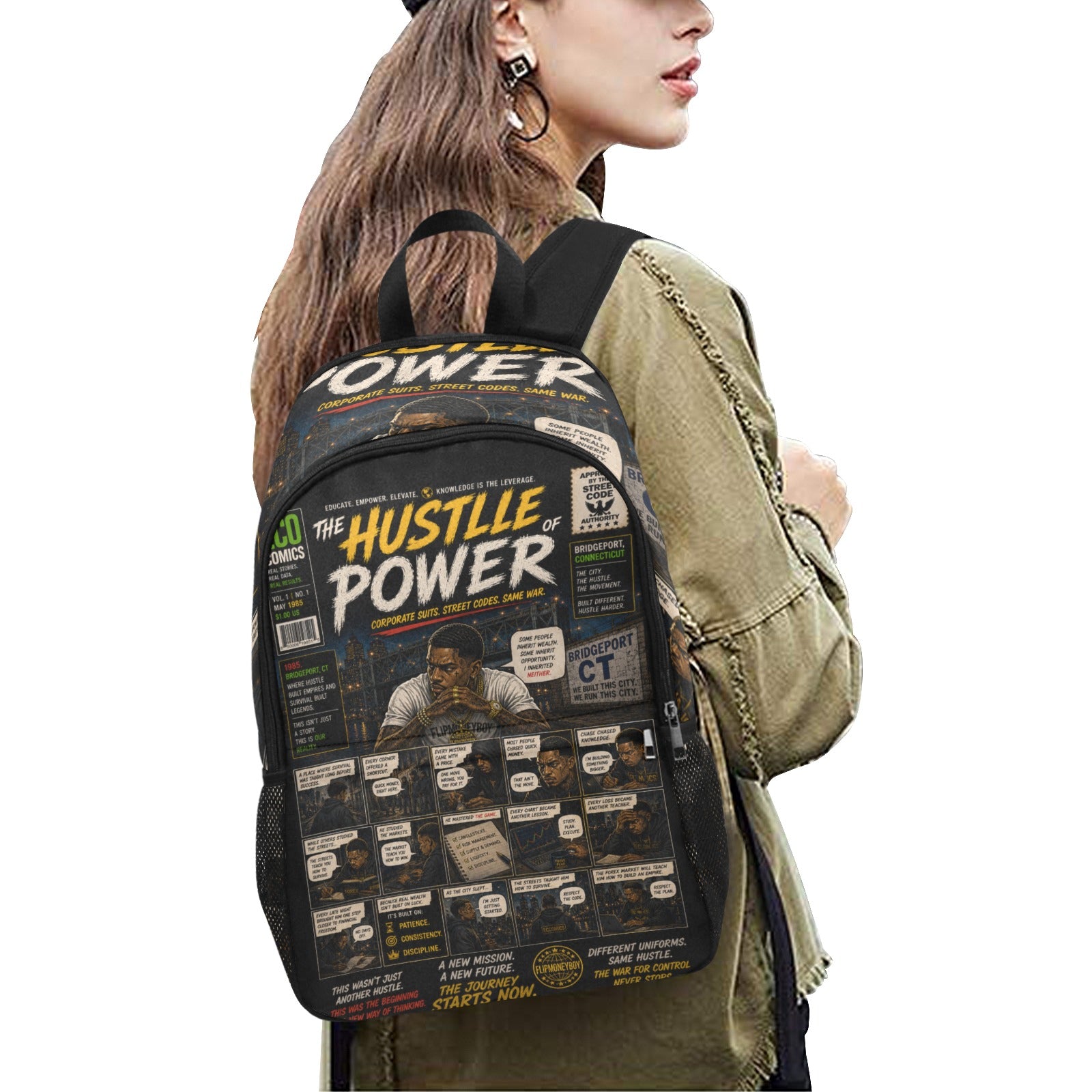 EcoComics "The Power of Hustle" Backpack | Laptop & School Book Bag