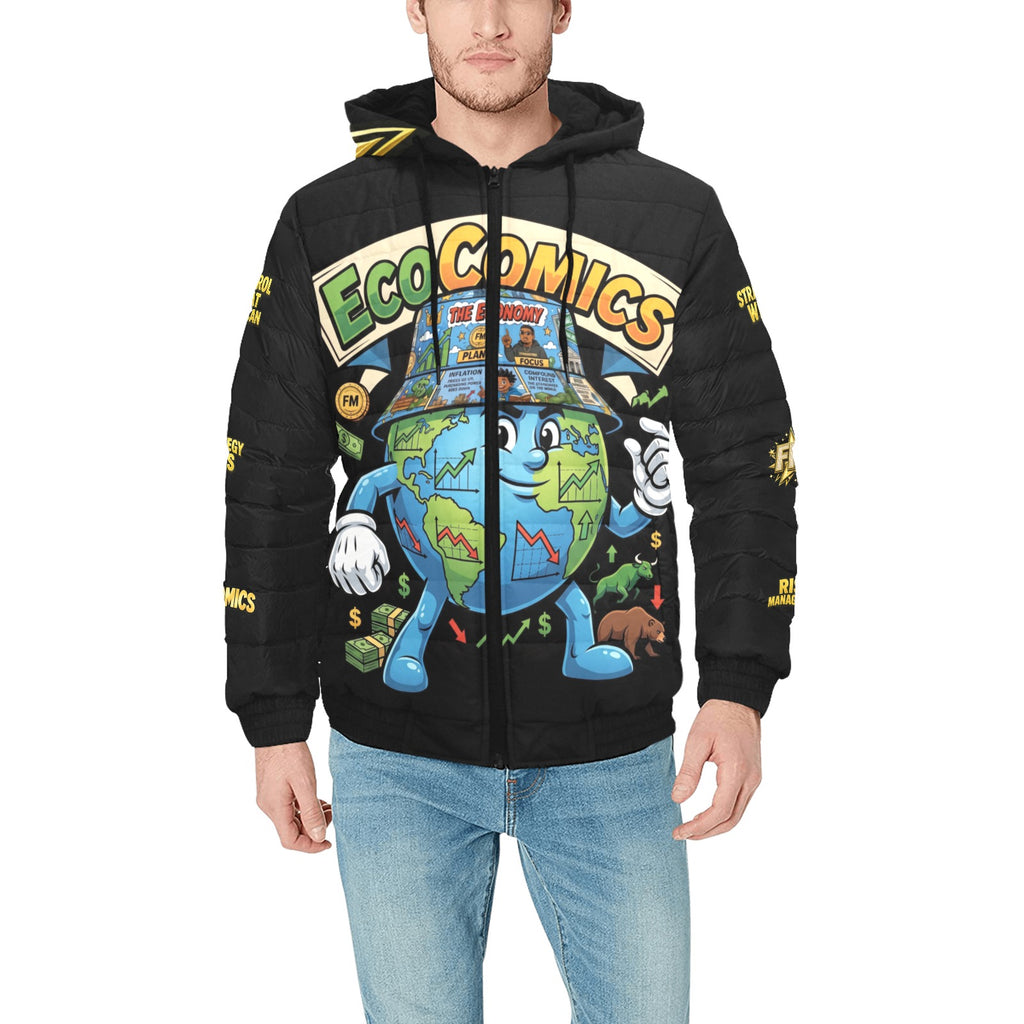 Ecocomic Bubble Jacket All Black Hooded Jacket
