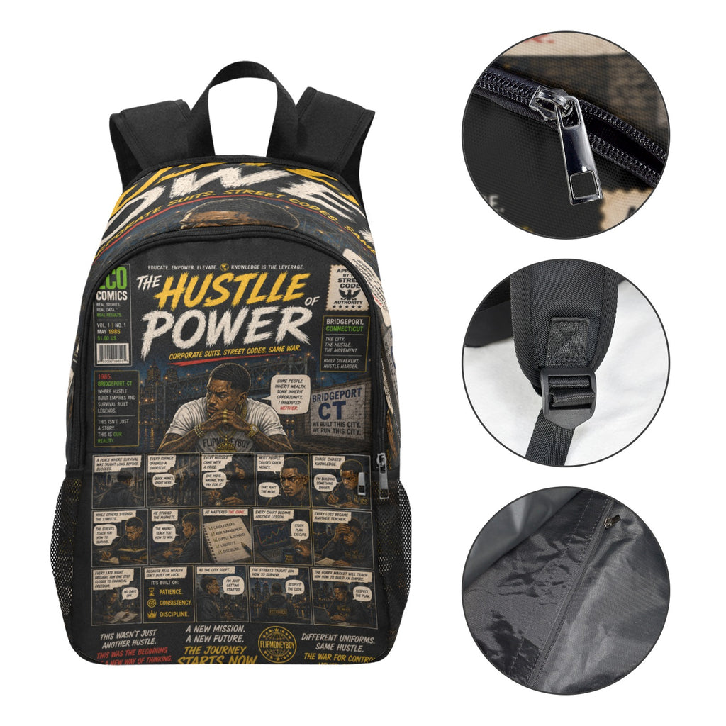 EcoComics "The Power of Hustle" Backpack | Laptop & School Book Bag