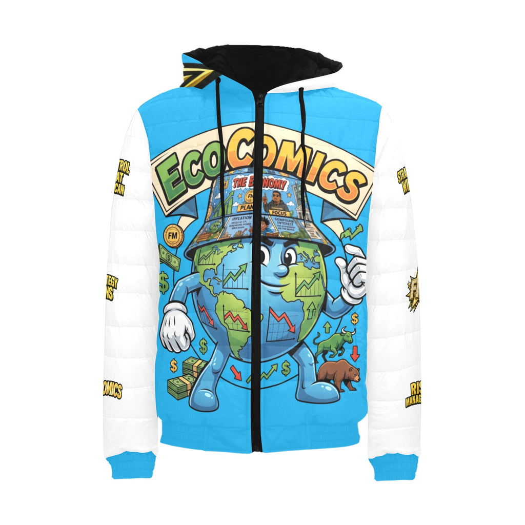 Ecocomic Bubble Jacket Blue & White Hooded Jacket
