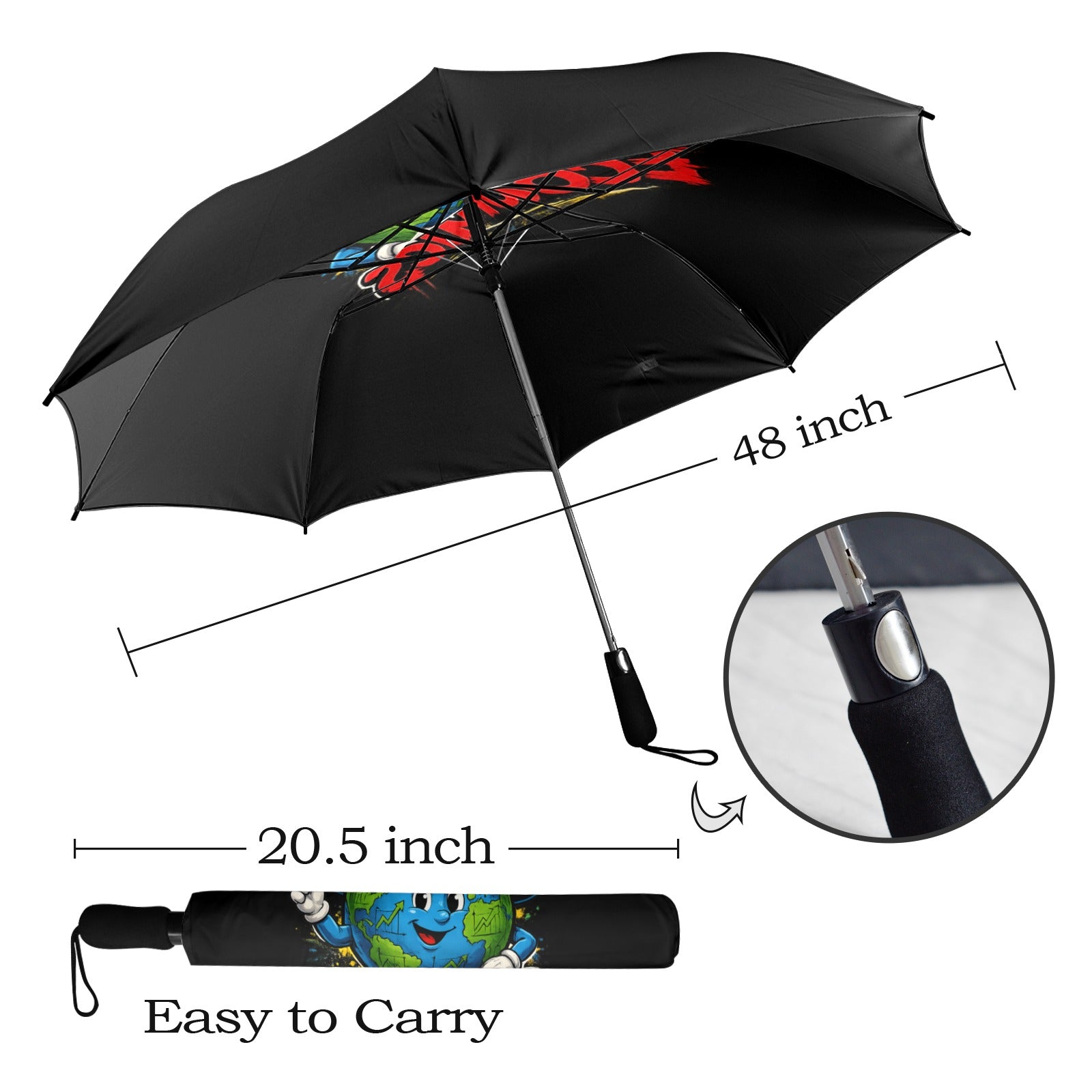 Ecocomics Unbrella Black Semi-Automatic Foldable Umbrella