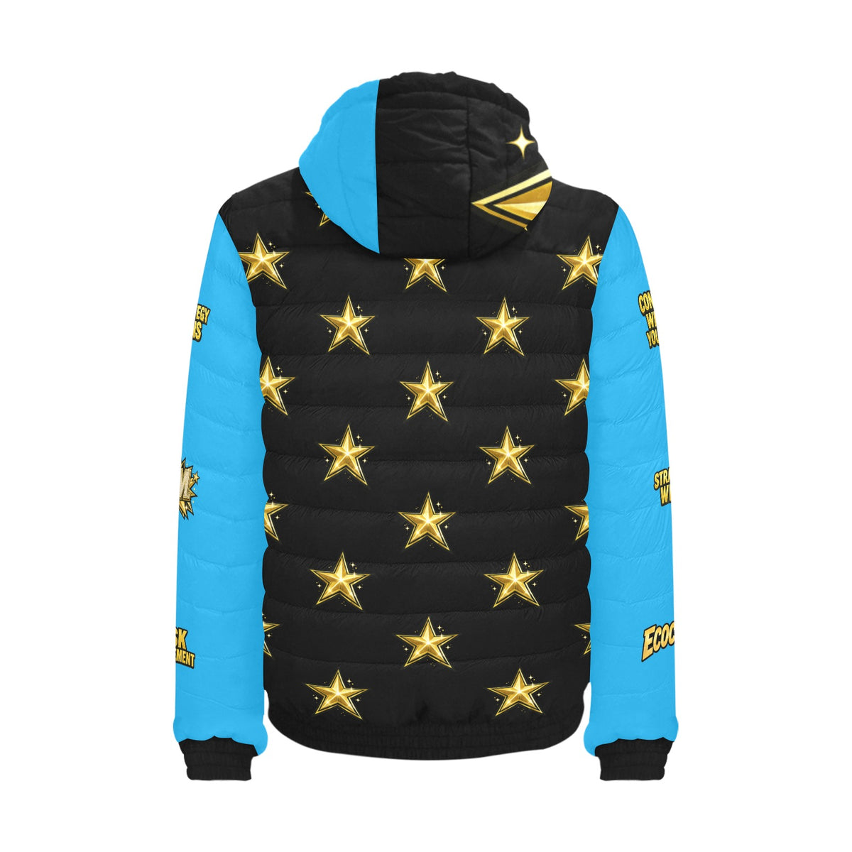 Ecocomic Bubble Jacket Black & Blue Hooded Jacket