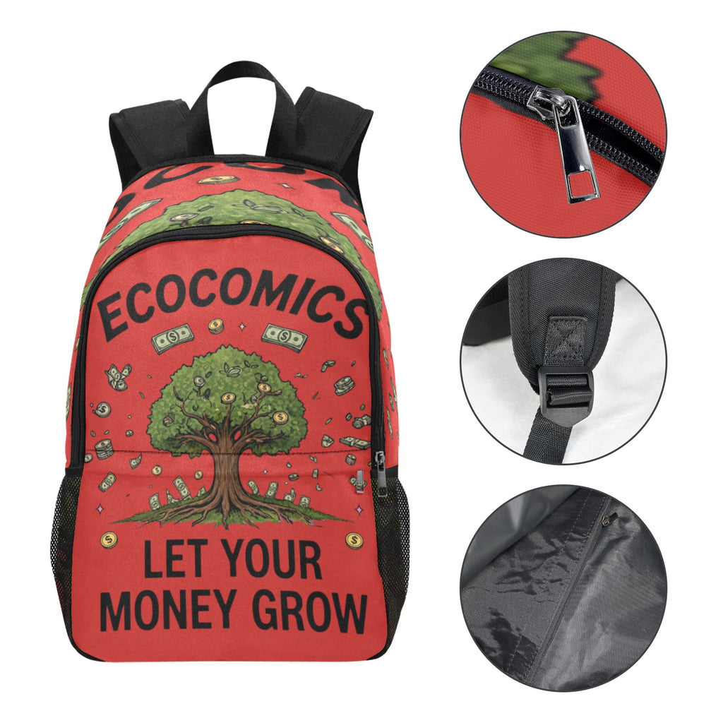 Ecocomics Red Backpack Fabric Backpack with Side Mesh Pockets