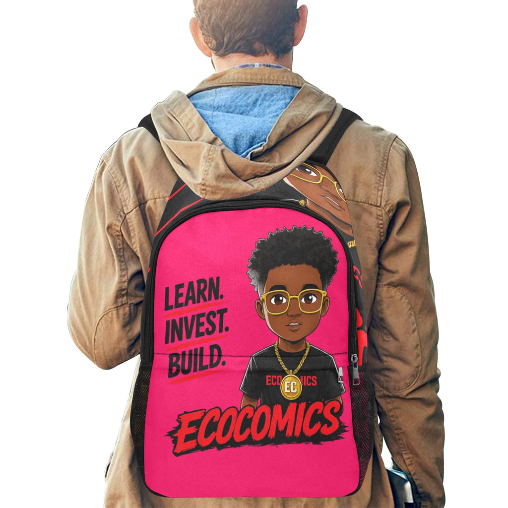 Ecocomics Pink Backpack Fabric Backpack with Side Mesh Pockets