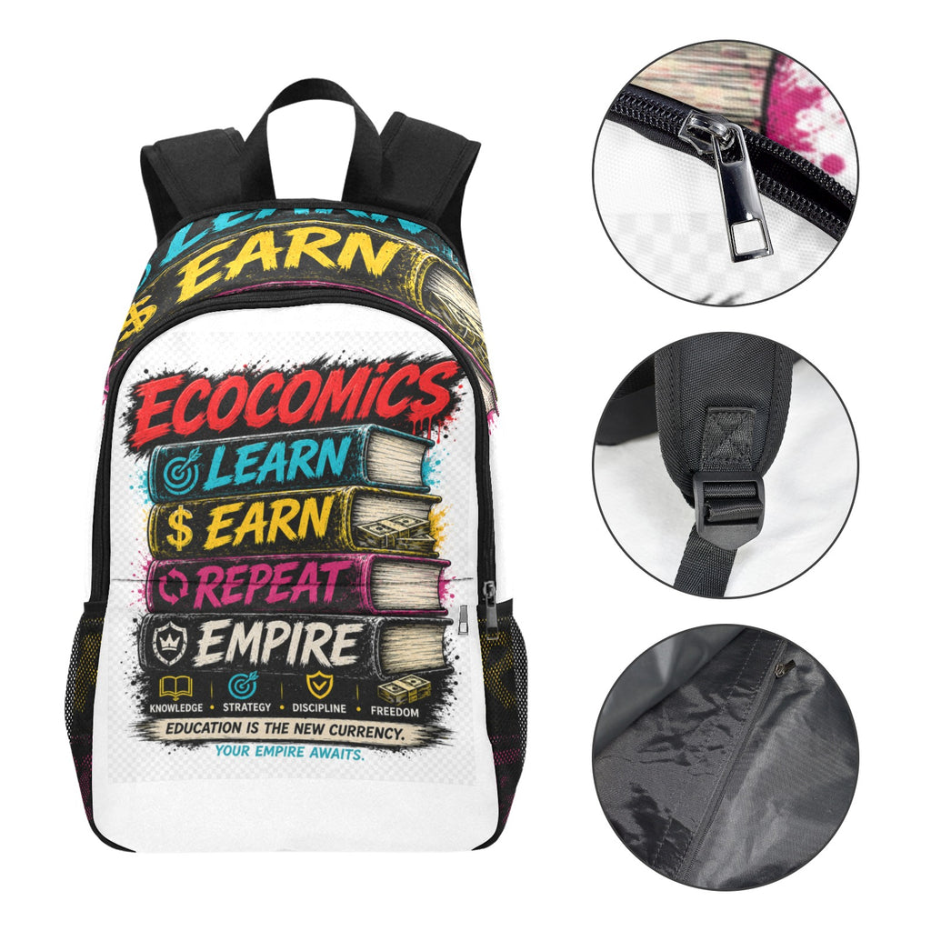 Back To School Fabric Backpack with Side Mesh Pockets