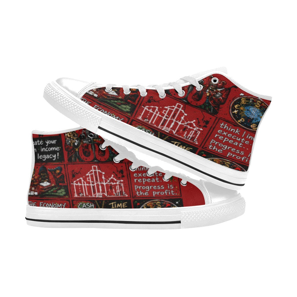 Ecocomic red sneakes Kids' High Top Canvas Shoes-4 Sides
