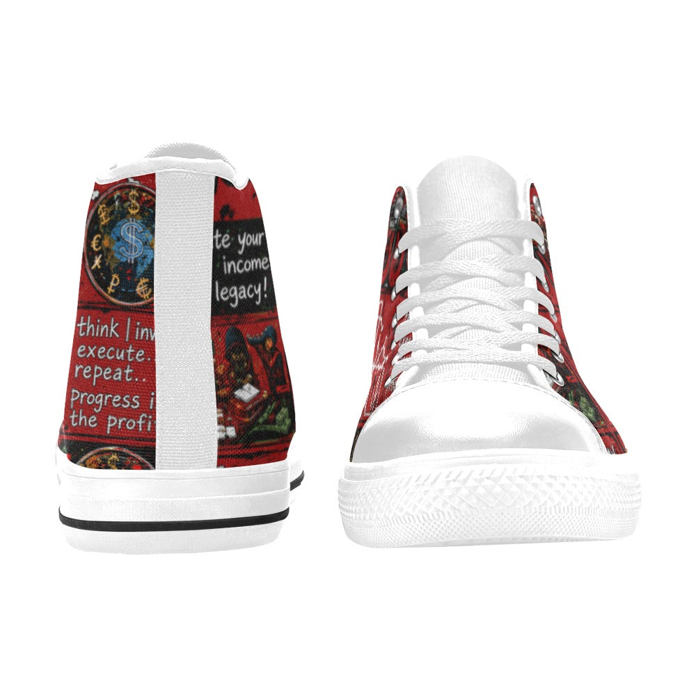Ecocomic red sneakes Kids' High Top Canvas Shoes-4 Sides