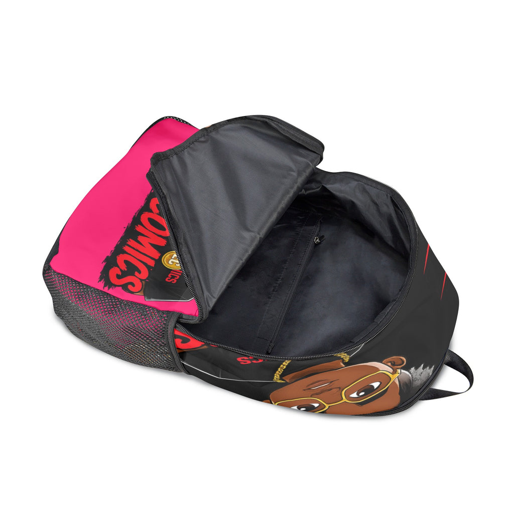 Ecocomics Pink Backpack Fabric Backpack with Side Mesh Pockets