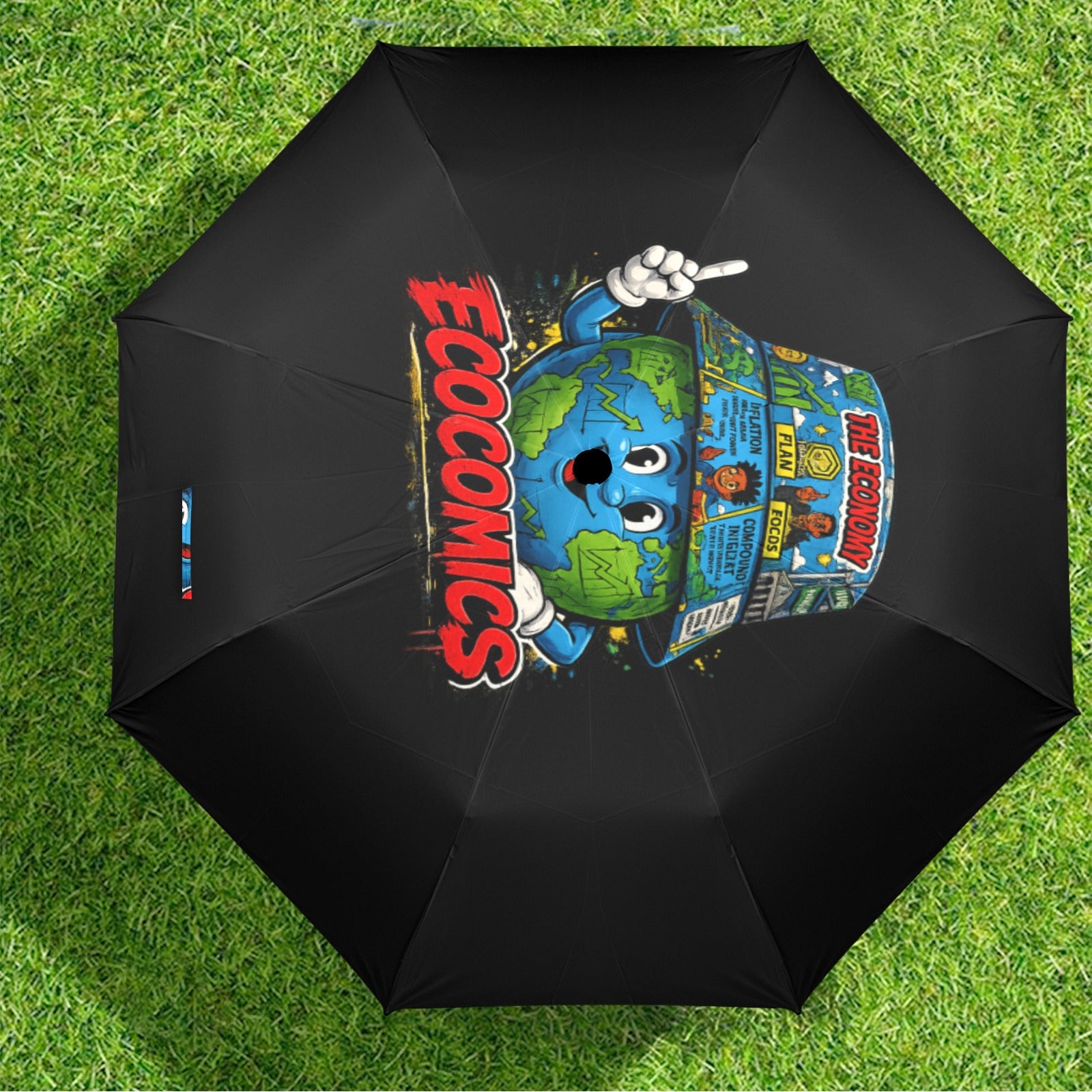 Ecocomics Unbrella Black Semi-Automatic Foldable Umbrella