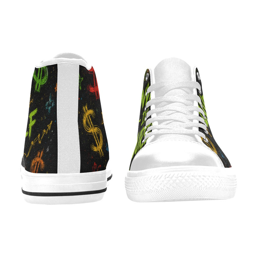Invest in yourself Kids' High Top Canvas Shoes-4 Sides