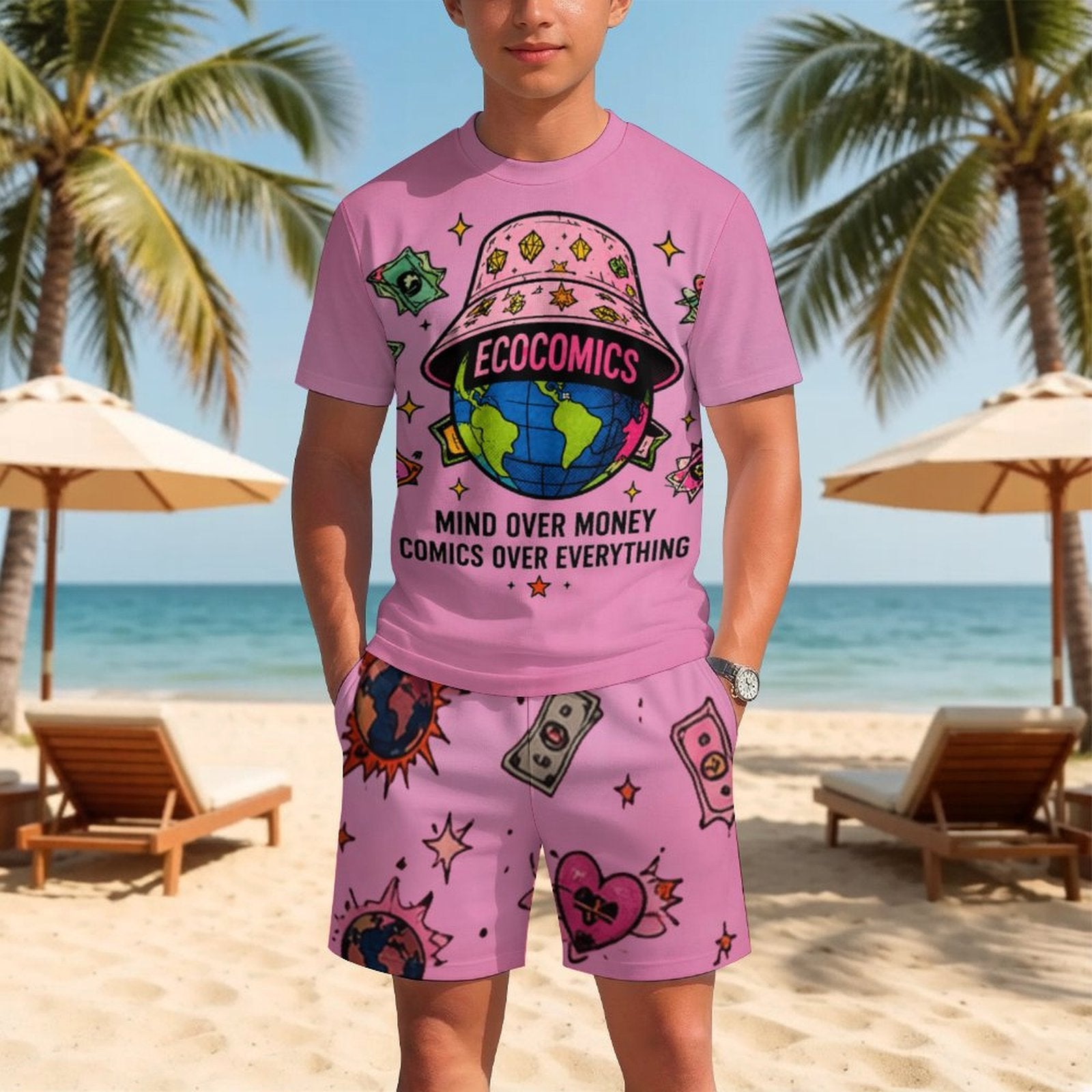 Ecocomics Mind Over Money Teen T-shirt Set Pink