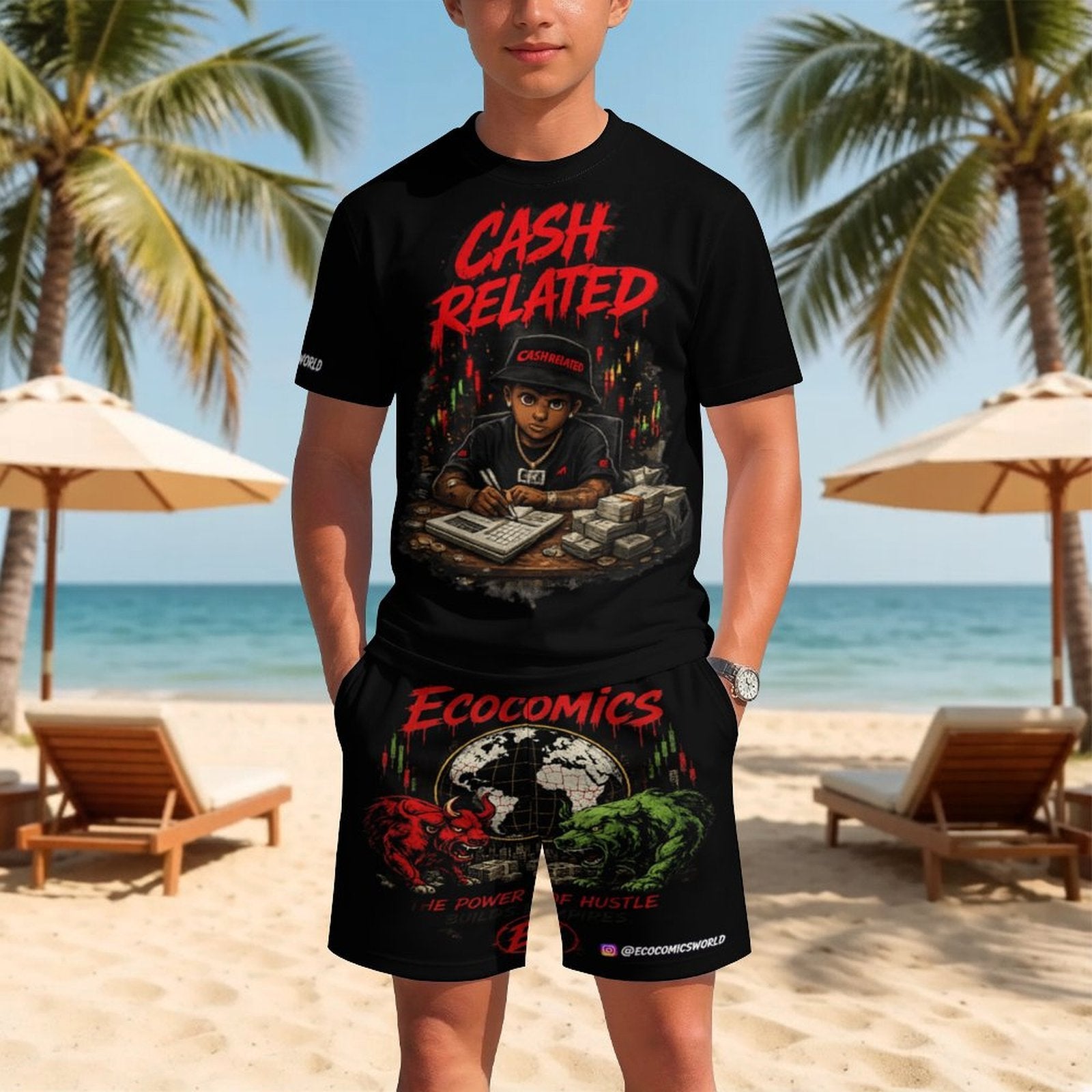 Ecocomics Cash Related Teen T-shirt Set Black