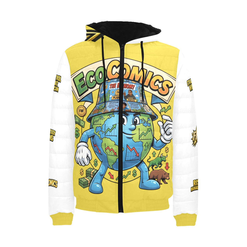 Ecocomic Bubble Jacket Yellow and White Hooded Jacket