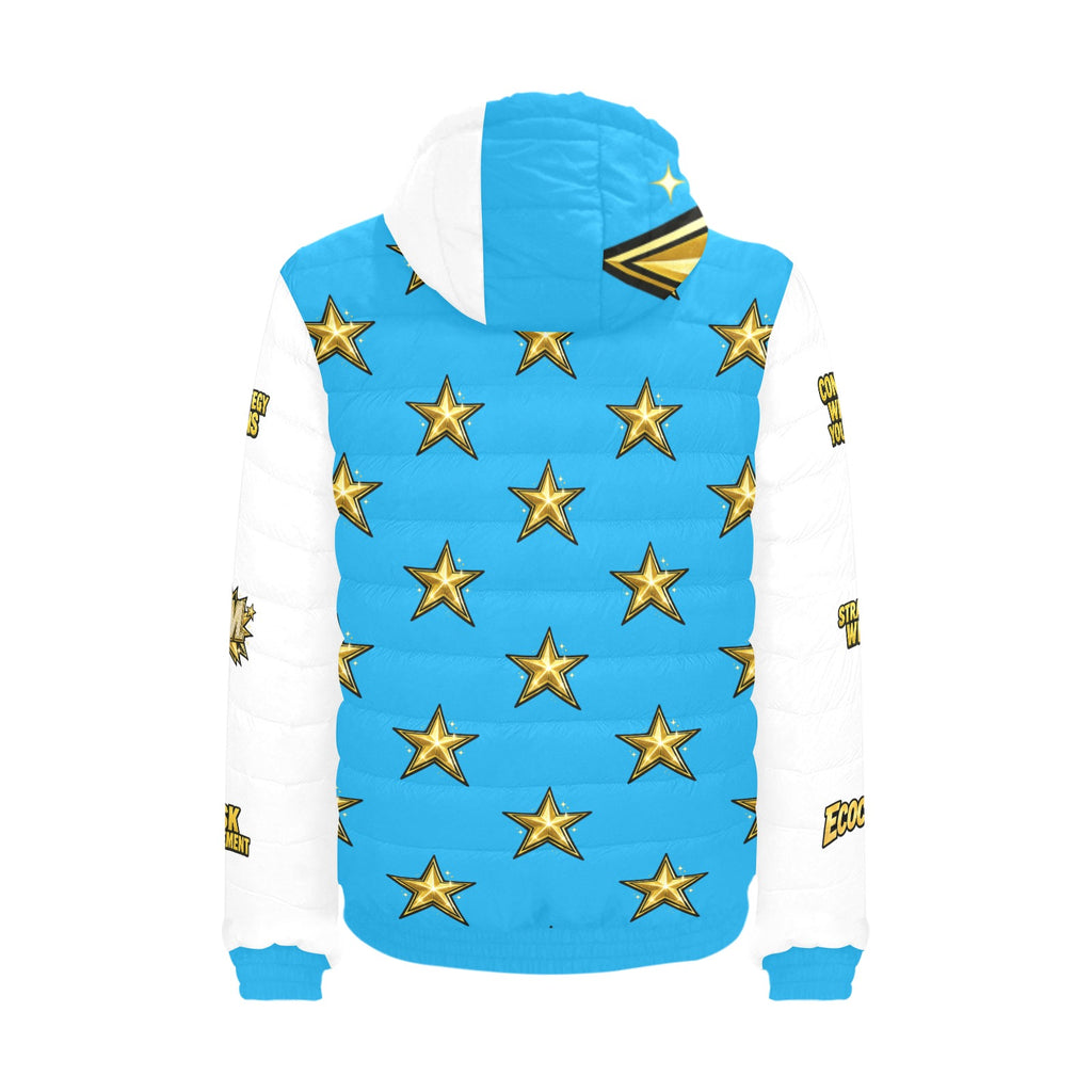 Ecocomic Bubble Jacket Blue & White Hooded Jacket