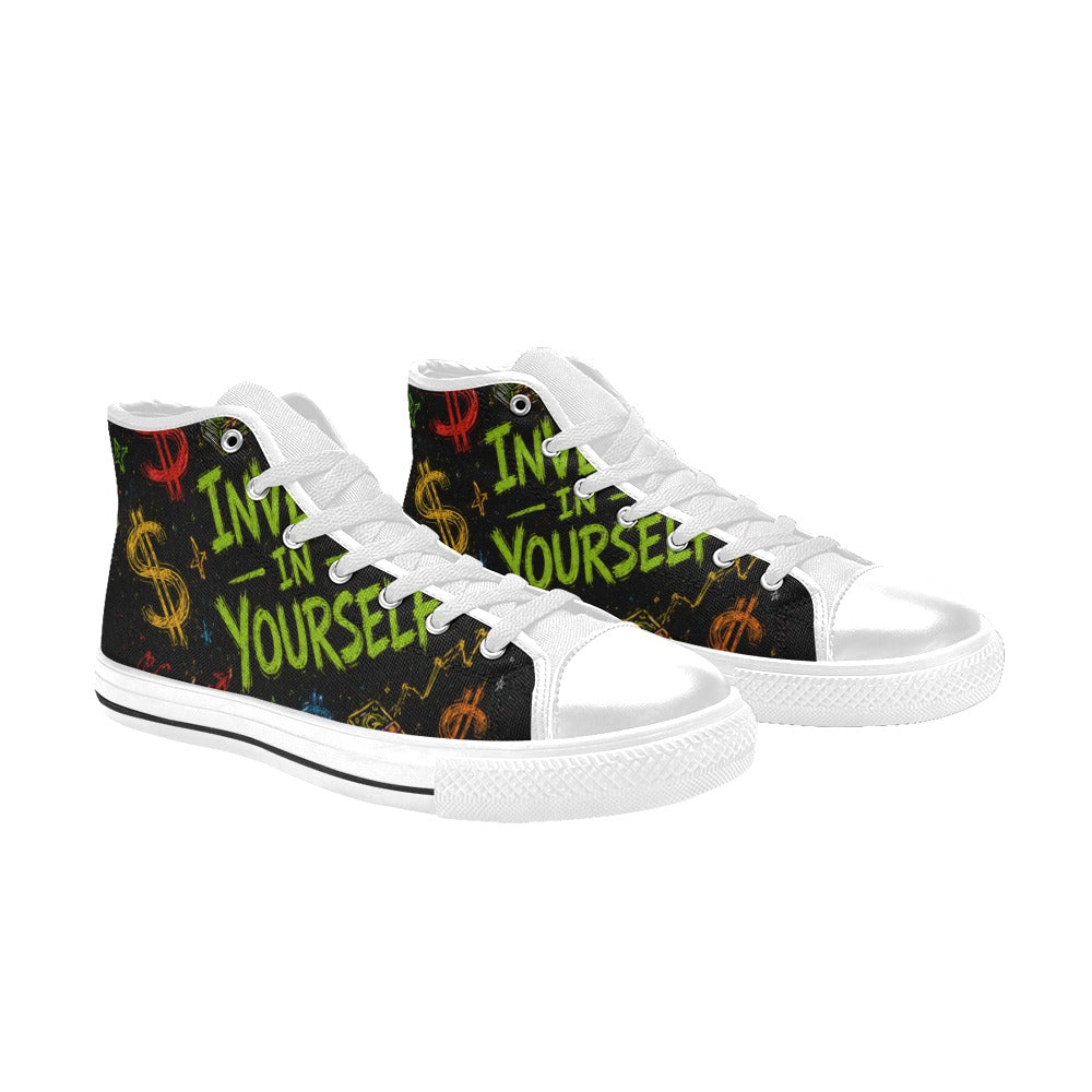 Invest in yourself Kids' High Top Canvas Shoes-4 Sides