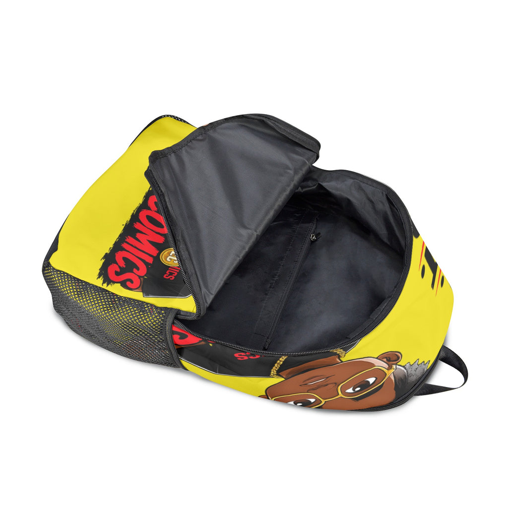 Ecocomics Yellow Backpack Fabric Backpack with Side Mesh Pockets