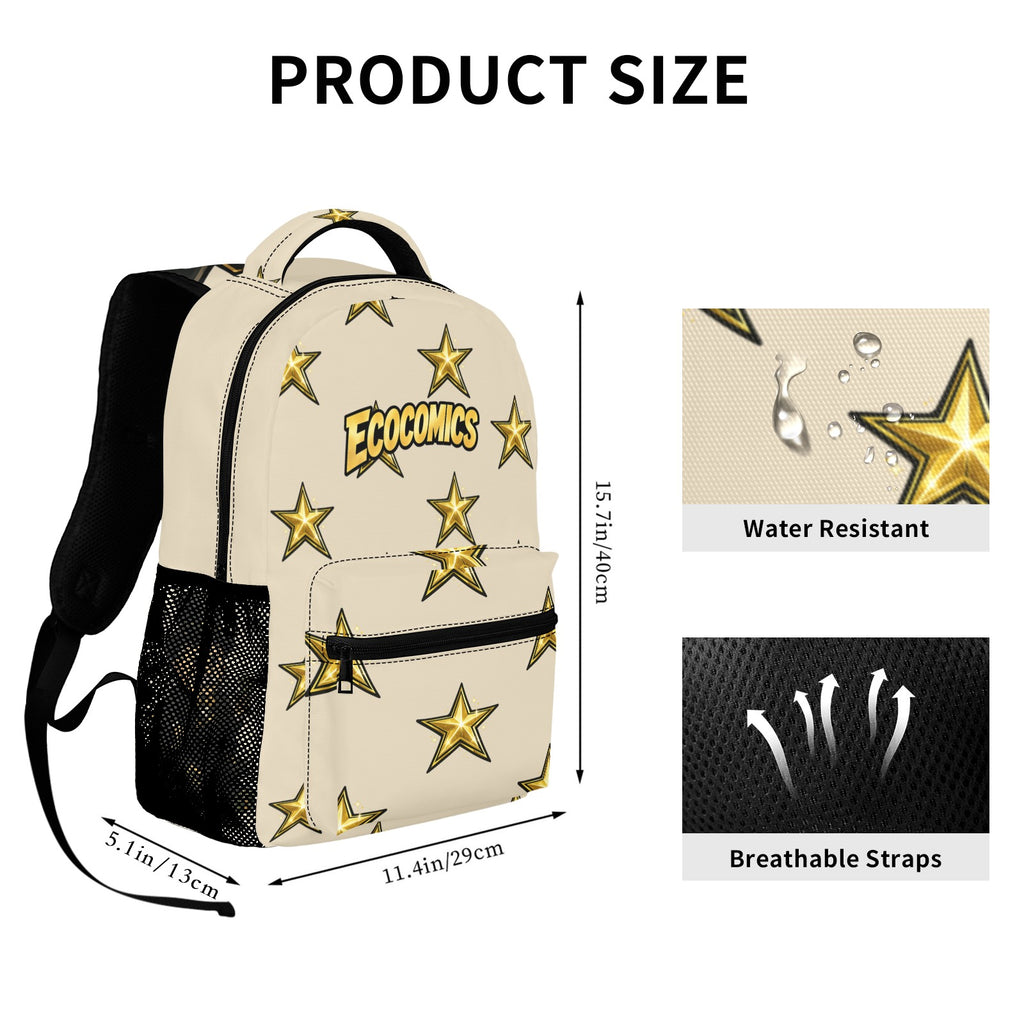 EcoComics Stars BookBag Tan Casual Backpack-Large