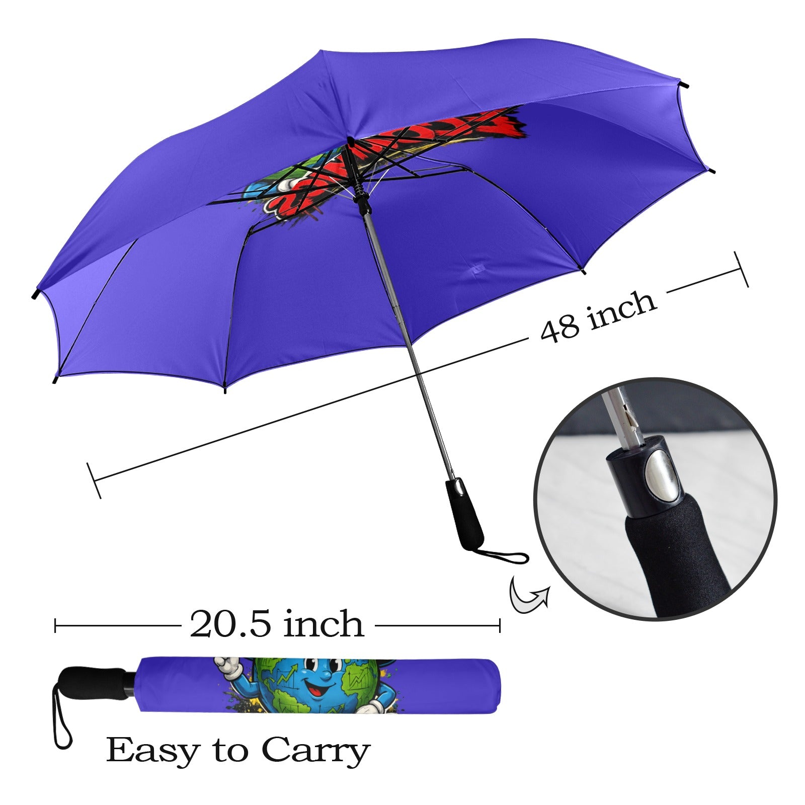 Ecocomics Blue Unbrella Semi-Automatic Foldable Umbrella