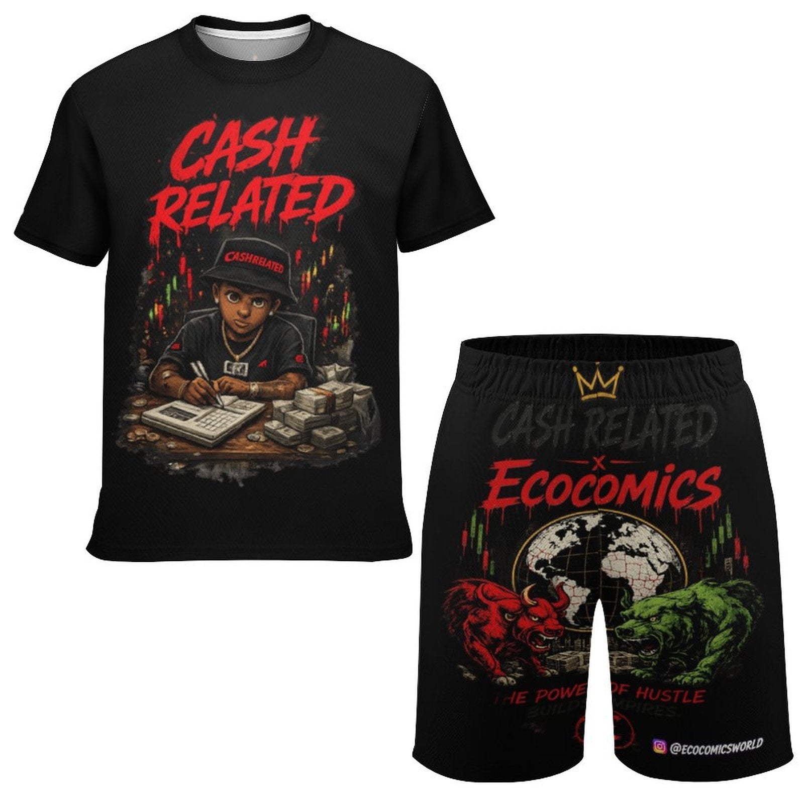 Ecocomics Cash Related Teen T-shirt Set Black