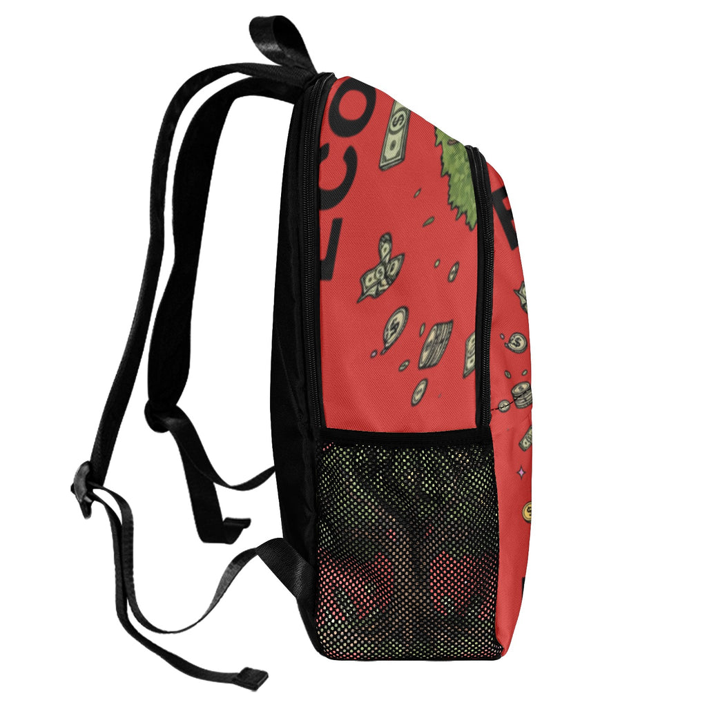 Ecocomics Red Backpack Fabric Backpack with Side Mesh Pockets