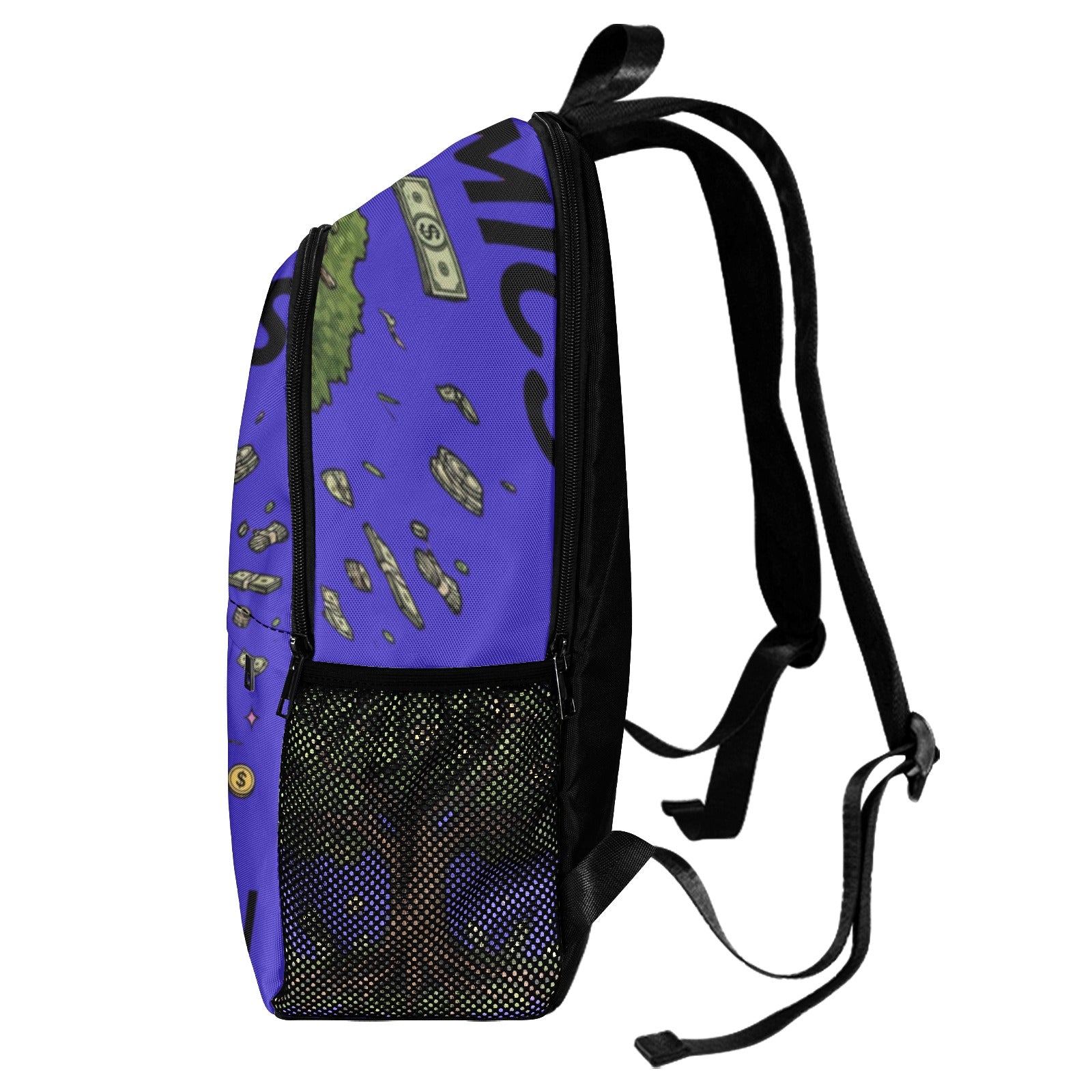 Ecocomics Blue Backpack Fabric Backpack with Side Mesh Pockets