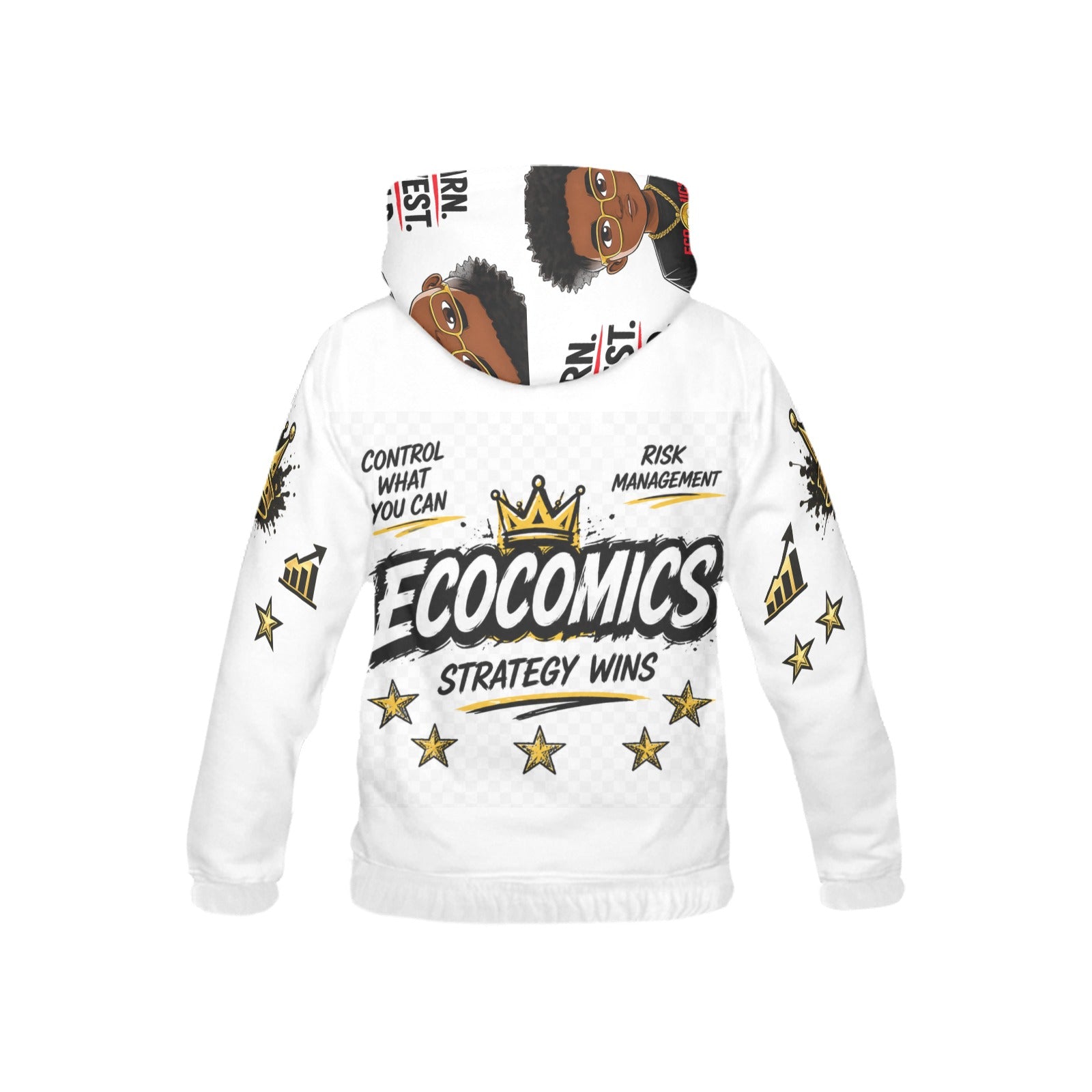 Ecocomics White Learn Invest Build Kids Hoodie (USA Size)