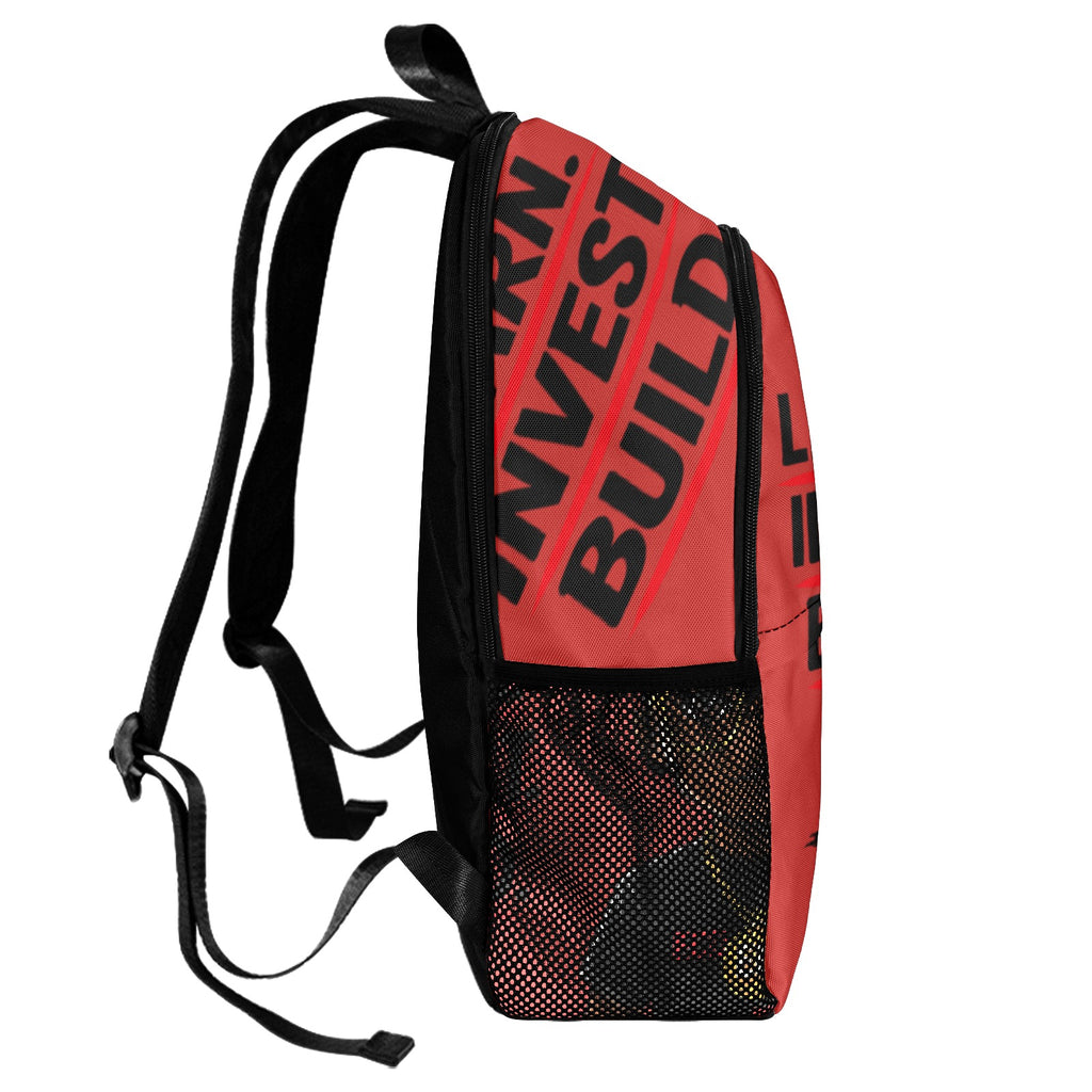 Ecocomics Red Backpack Fabric Backpack with Side Mesh Pockets