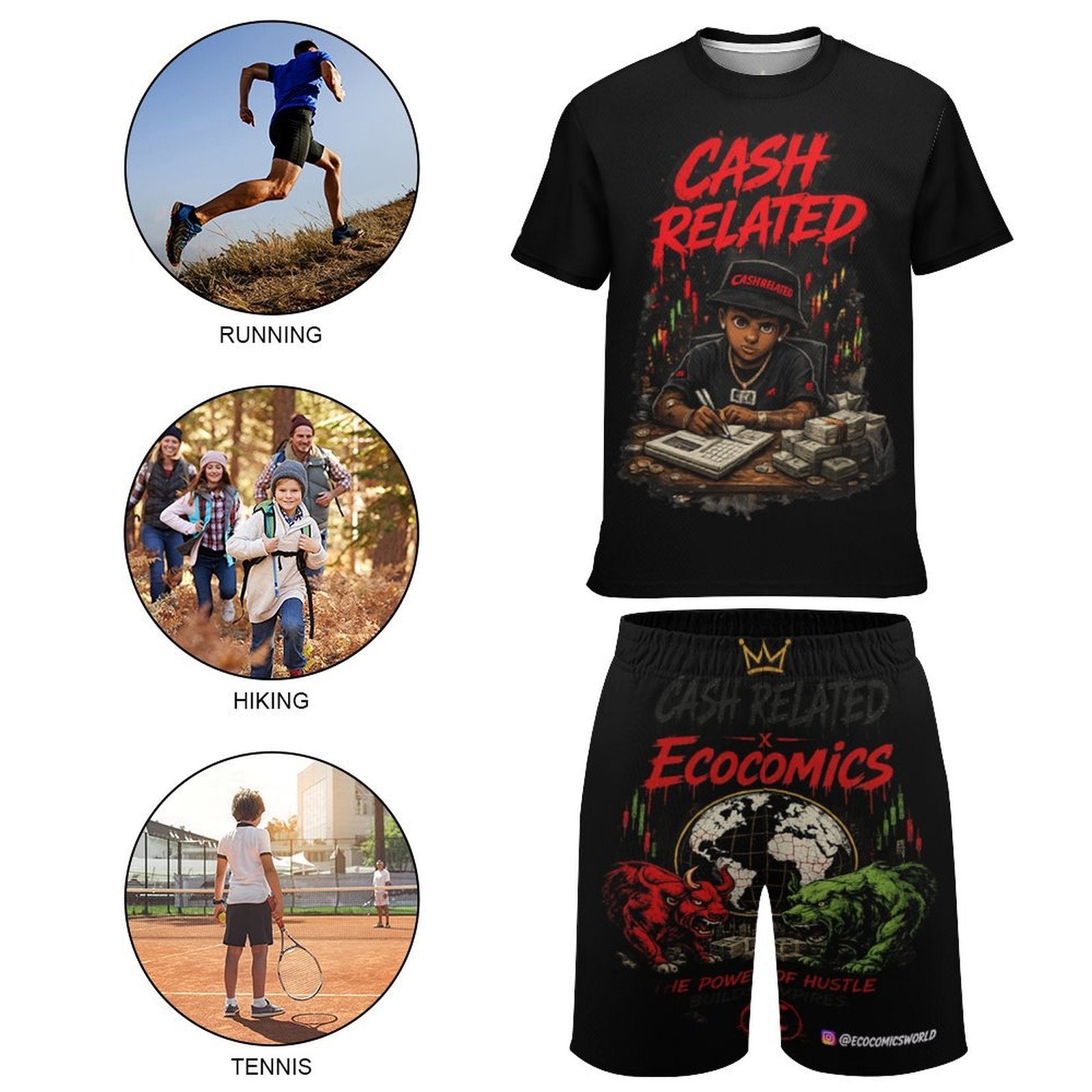 Ecocomics Cash Related Teen T-shirt Set Black