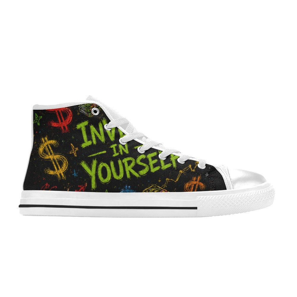 Invest in yourself Kids' High Top Canvas Shoes-4 Sides