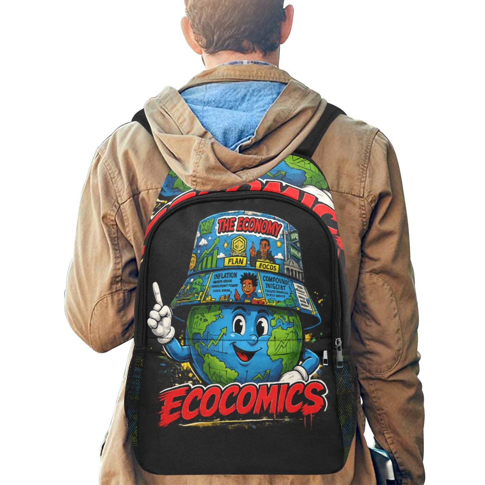 Back To School Fabric Backpack with Side Mesh Pockets