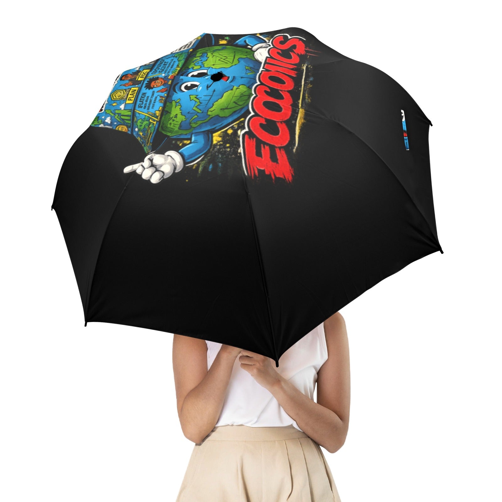 Ecocomics Unbrella Black Semi-Automatic Foldable Umbrella