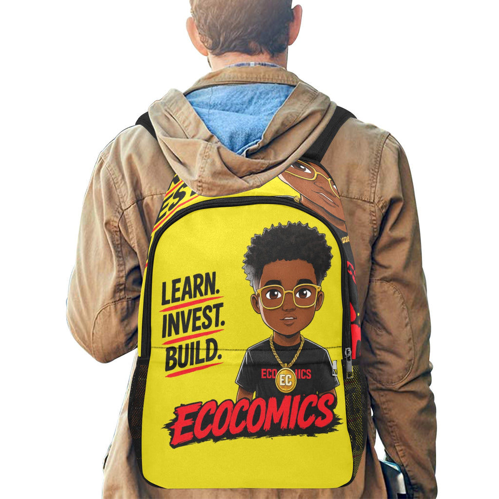 Ecocomics Yellow Backpack Fabric Backpack with Side Mesh Pockets