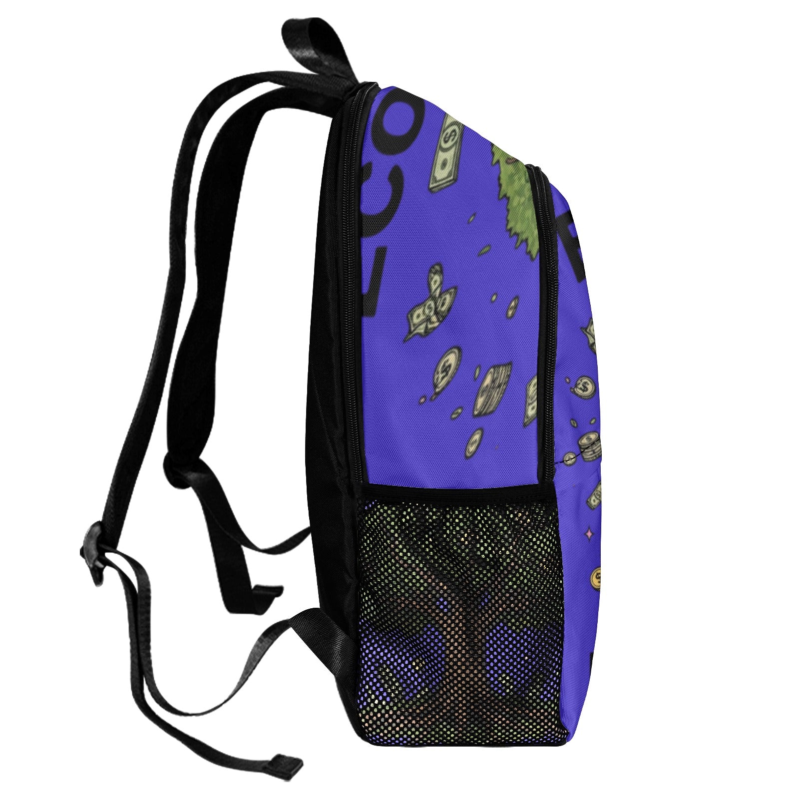 Ecocomics Blue Backpack Fabric Backpack with Side Mesh Pockets