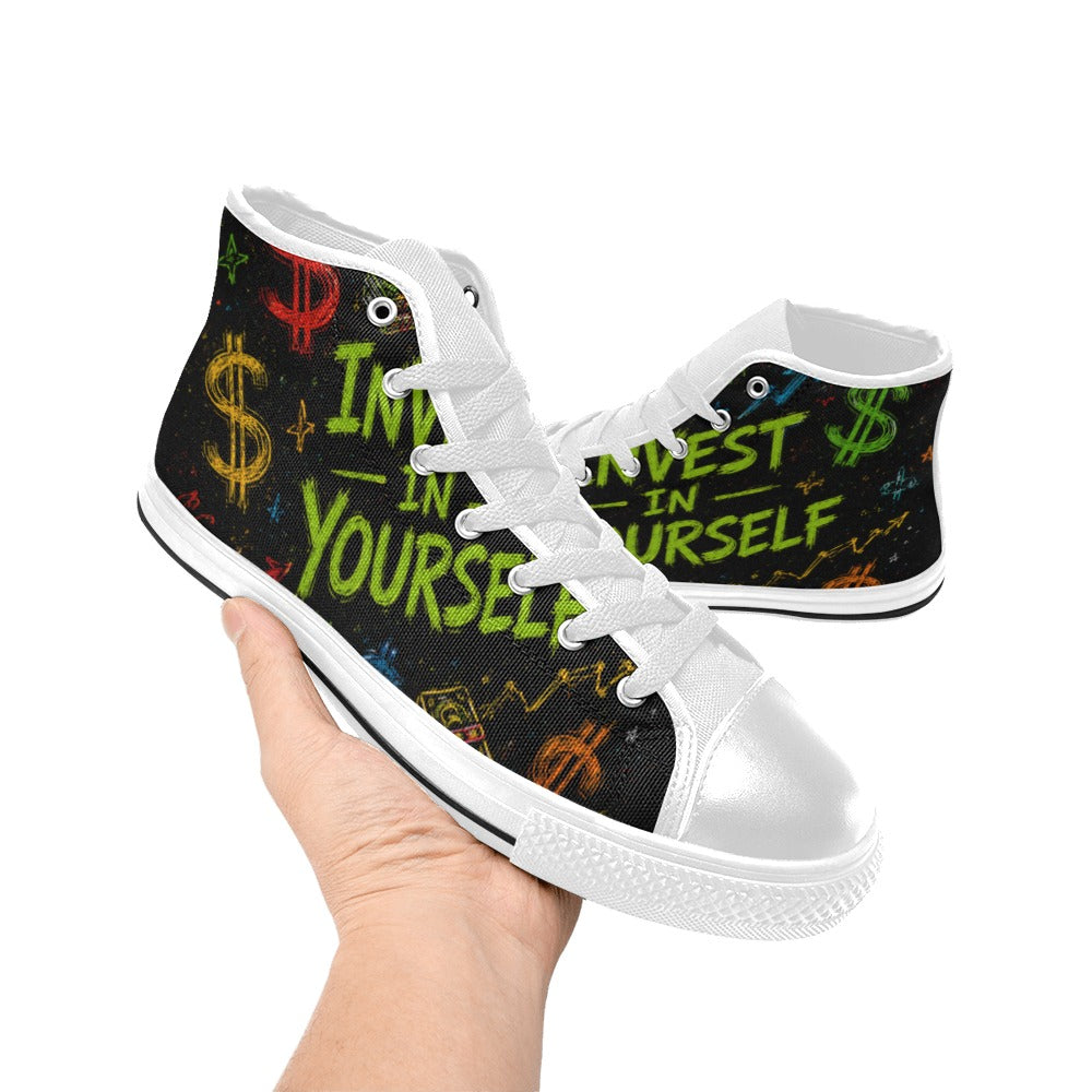 Invest in yourself Kids' High Top Canvas Shoes-4 Sides