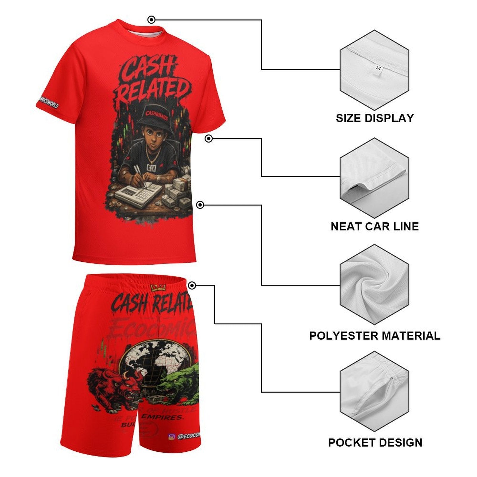 Ecocomins Cash Related Teen T-shirt Set RED
