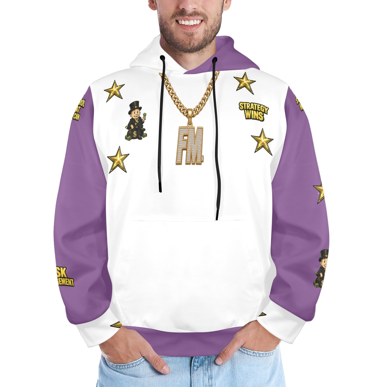 Ecocomics Hoodie White and Purple Men's Hoodie