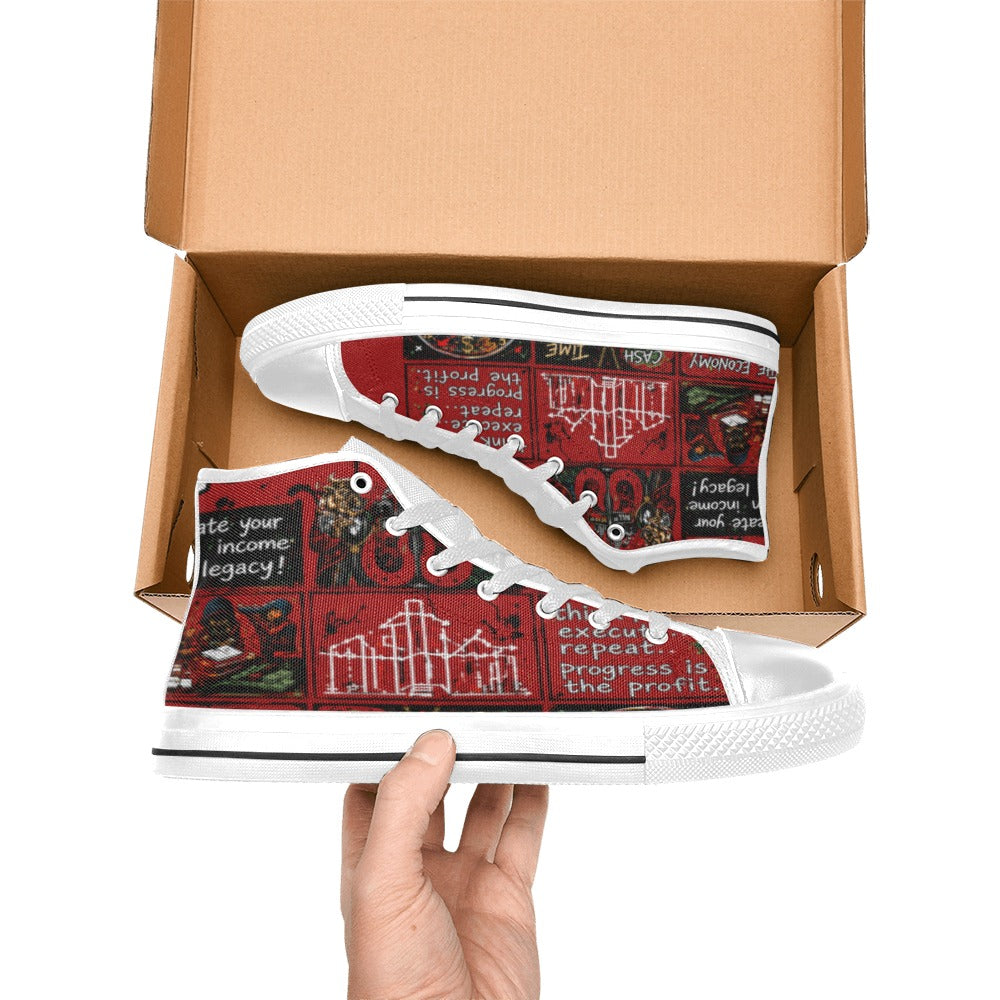 Ecocomic red sneakes Kids' High Top Canvas Shoes-4 Sides