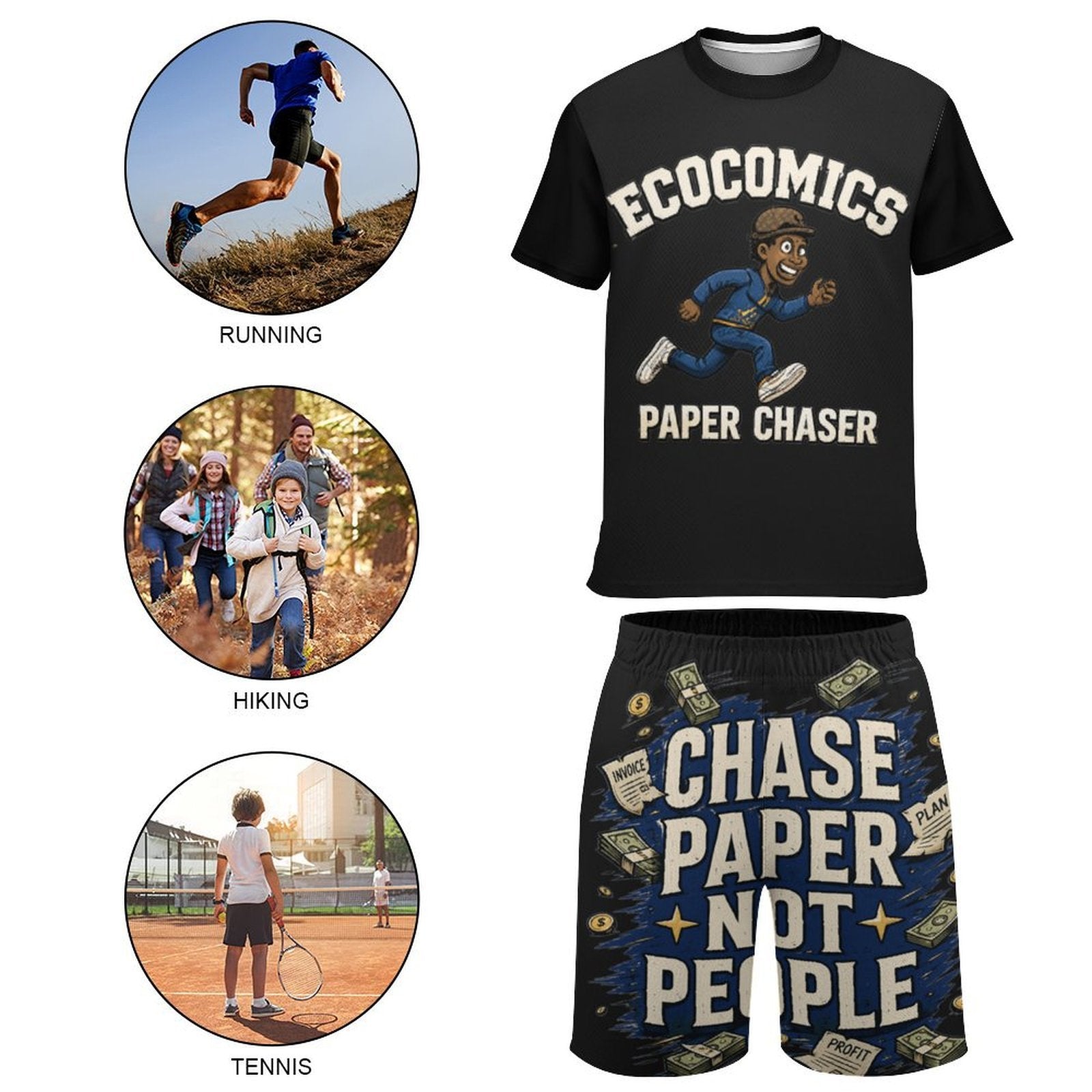 Ecocomics Paper Chaser Black Teen T-shirt Set