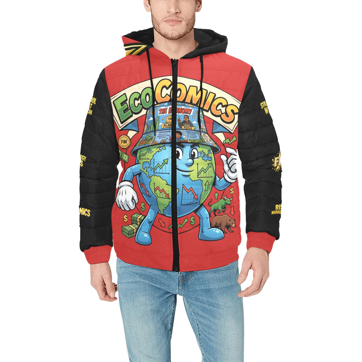 Ecocomic Bubble Jacket red and black Hooded Jacket
