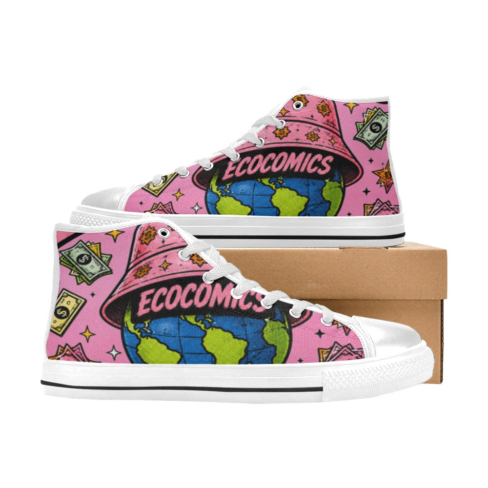 Ecocomics High Top Canvas Pink Shoes for Kids