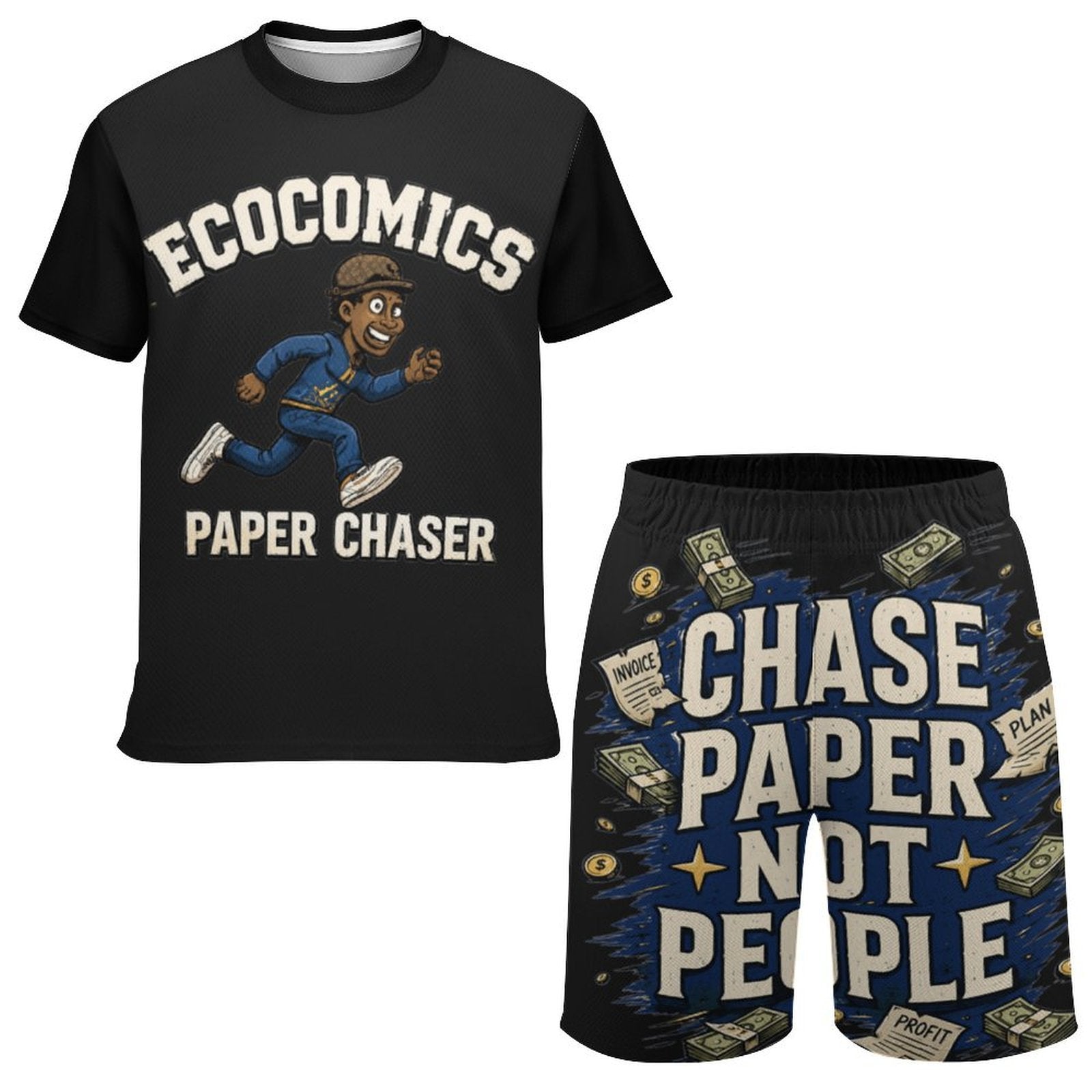 Ecocomics Paper Chaser Black Teen T-shirt Set