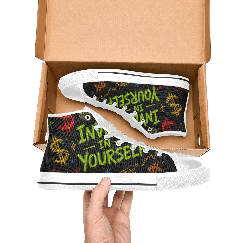 Invest in yourself Kids' High Top Canvas Shoes-4 Sides