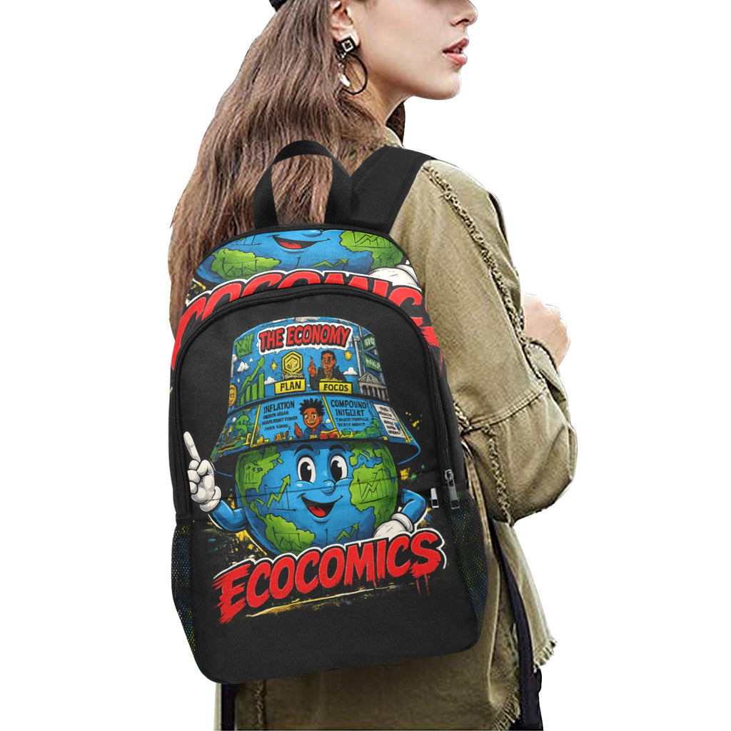 Back To School Fabric Backpack with Side Mesh Pockets