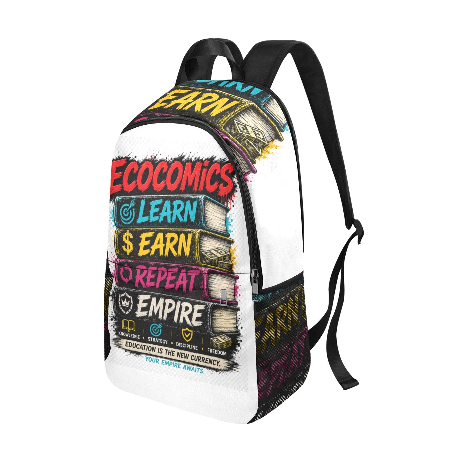 Back To School Fabric Backpack with Side Mesh Pockets