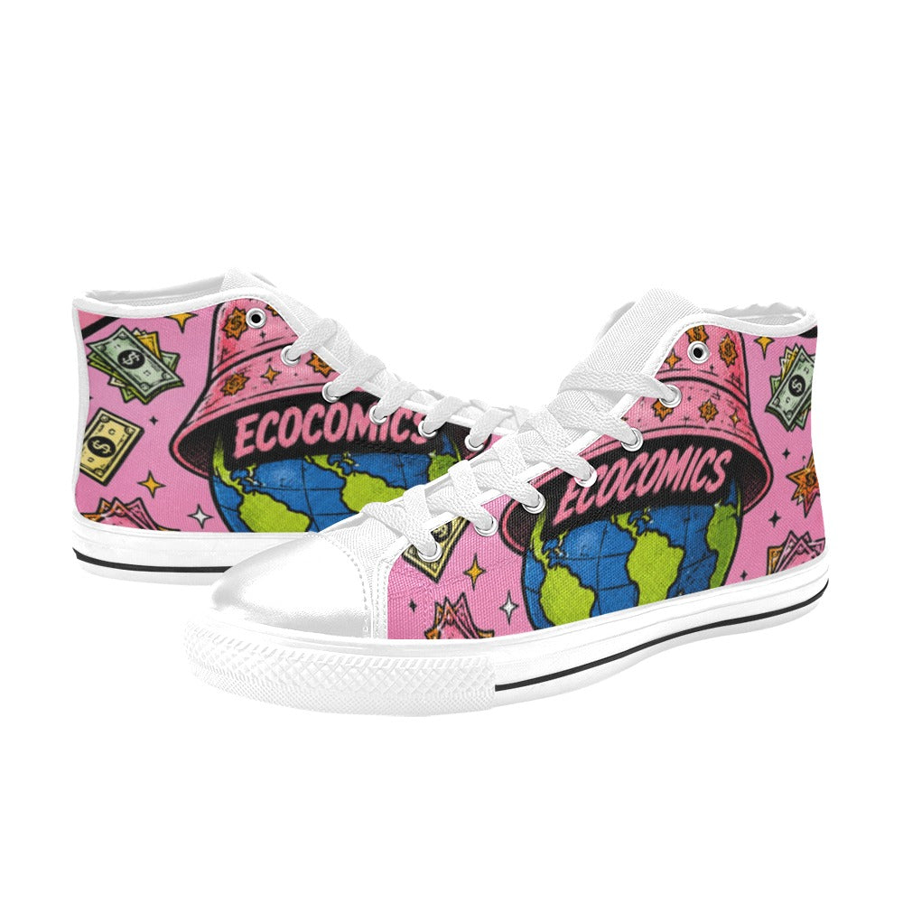 Ecocomics High Top Canvas Pink Shoes for Kids