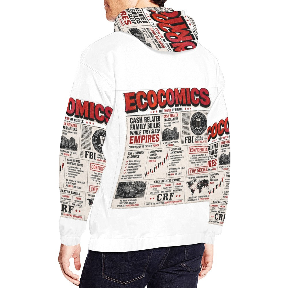 learn invest repeat white hoodie (USA Size)