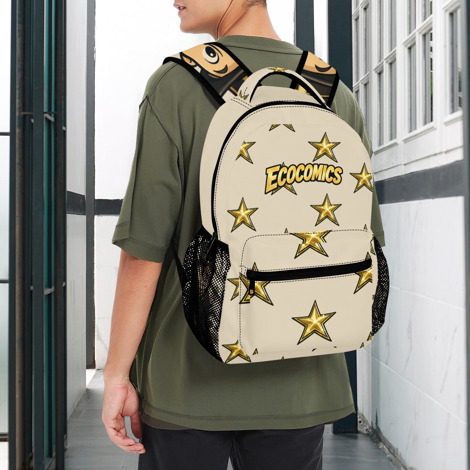 EcoComics Stars BookBag Tan Casual Backpack-Large