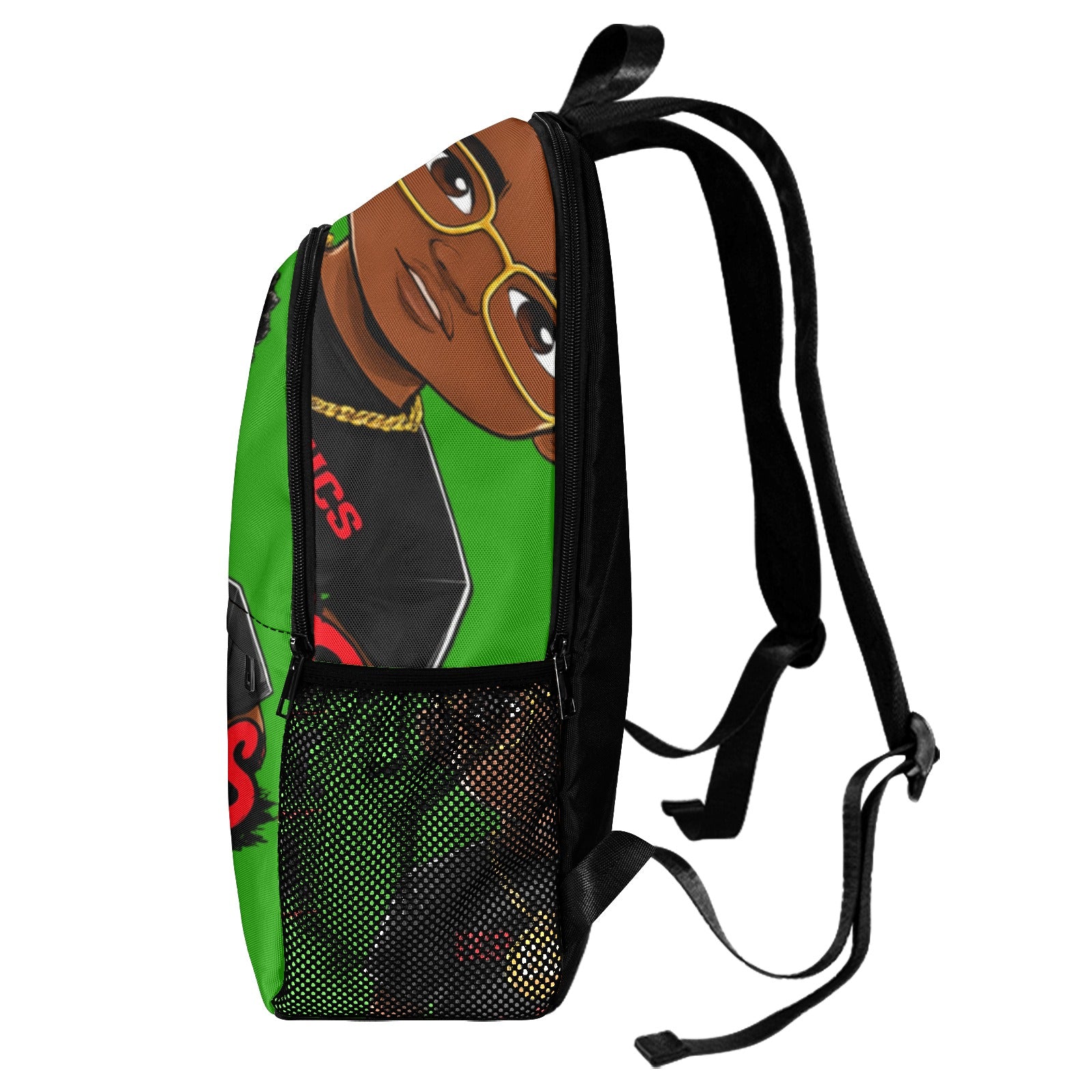 Ecocomics Green Backpack Fabric Backpack with Side Mesh Pockets