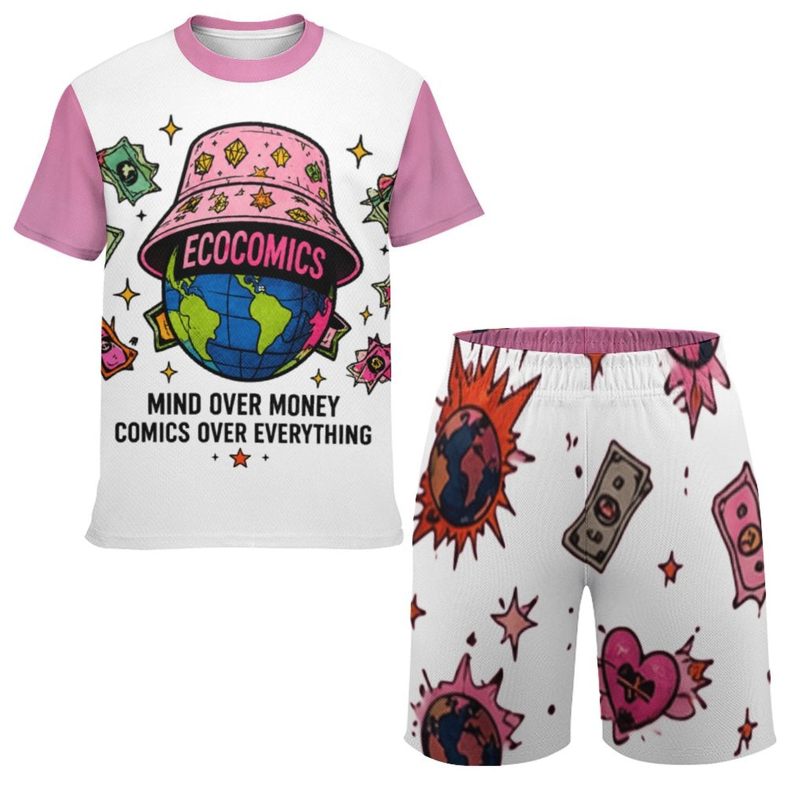 Ecocomics Mind Over Money Teen T-shirt Set White\Pink