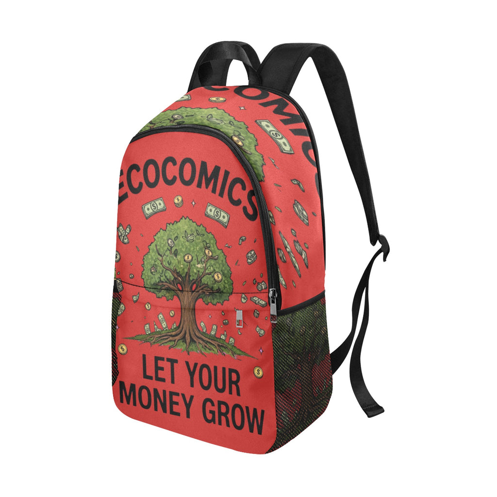 Ecocomics Red Backpack Fabric Backpack with Side Mesh Pockets